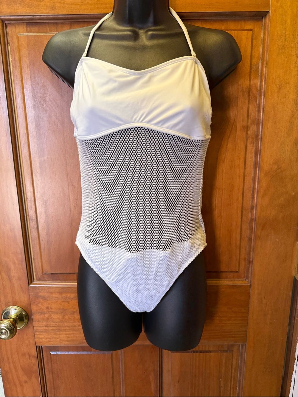 White Mesh One-Piece Swimsuit